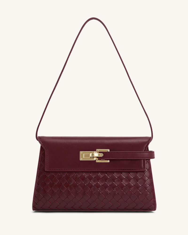 Avery Woven Shoulder Bag - Burgundy