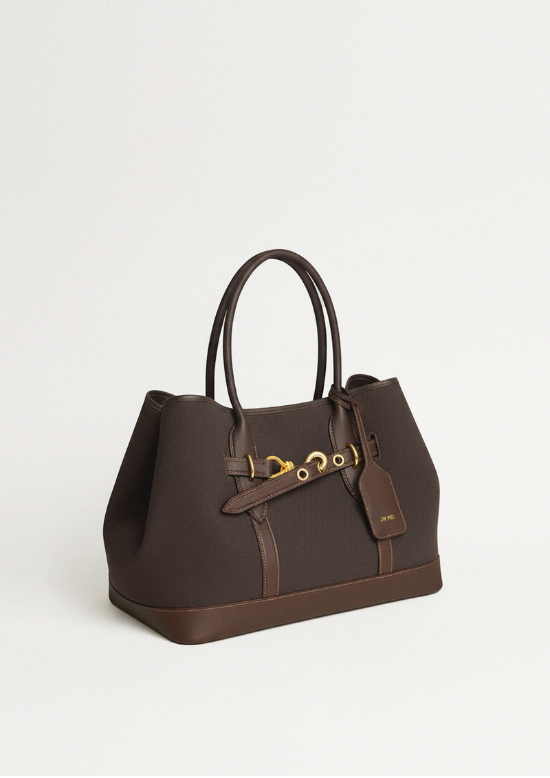 Ava Structured Tote Bag - Brown