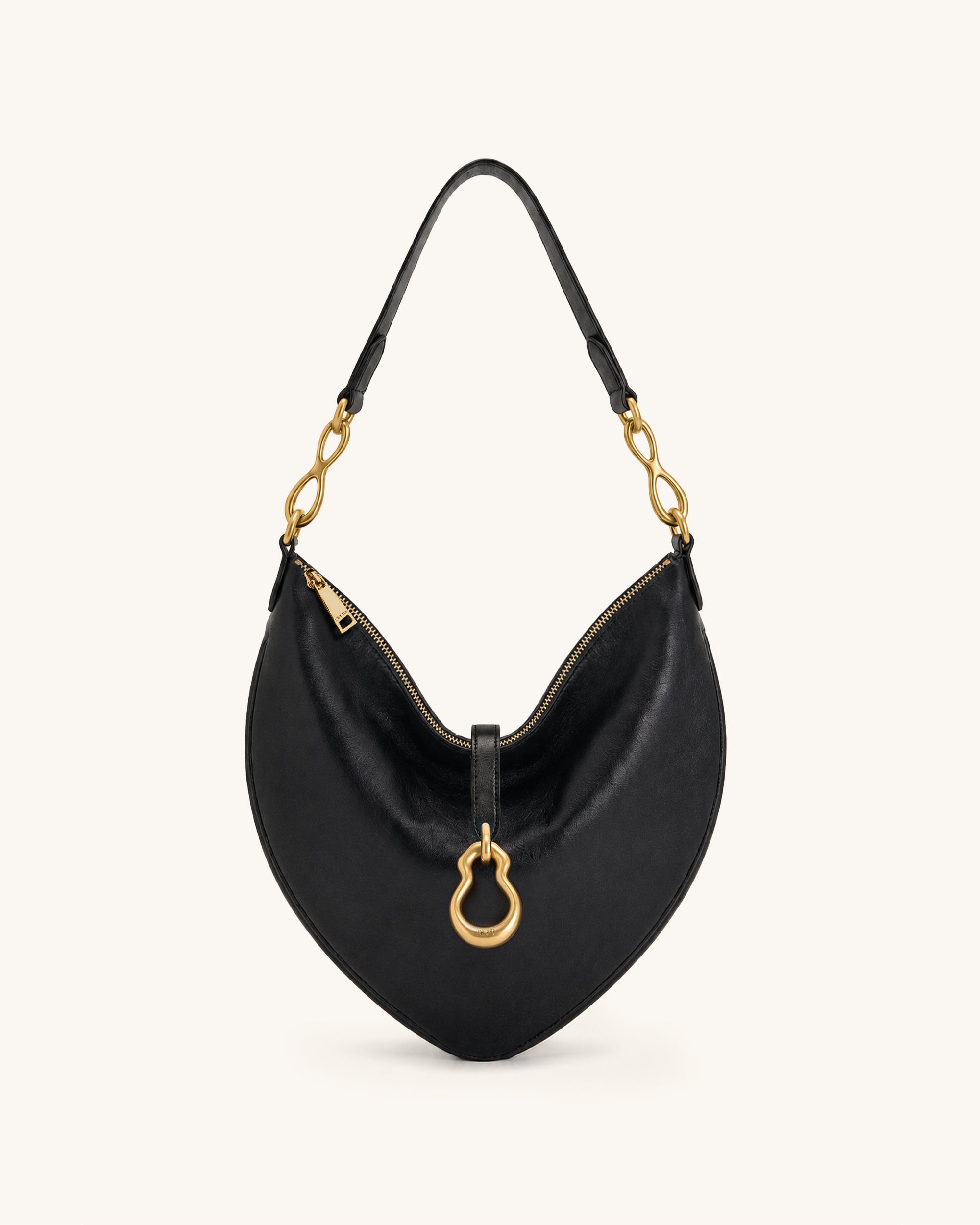 Jayla Metal Pendant Embellished Teardrop Shoulder Bag - Black