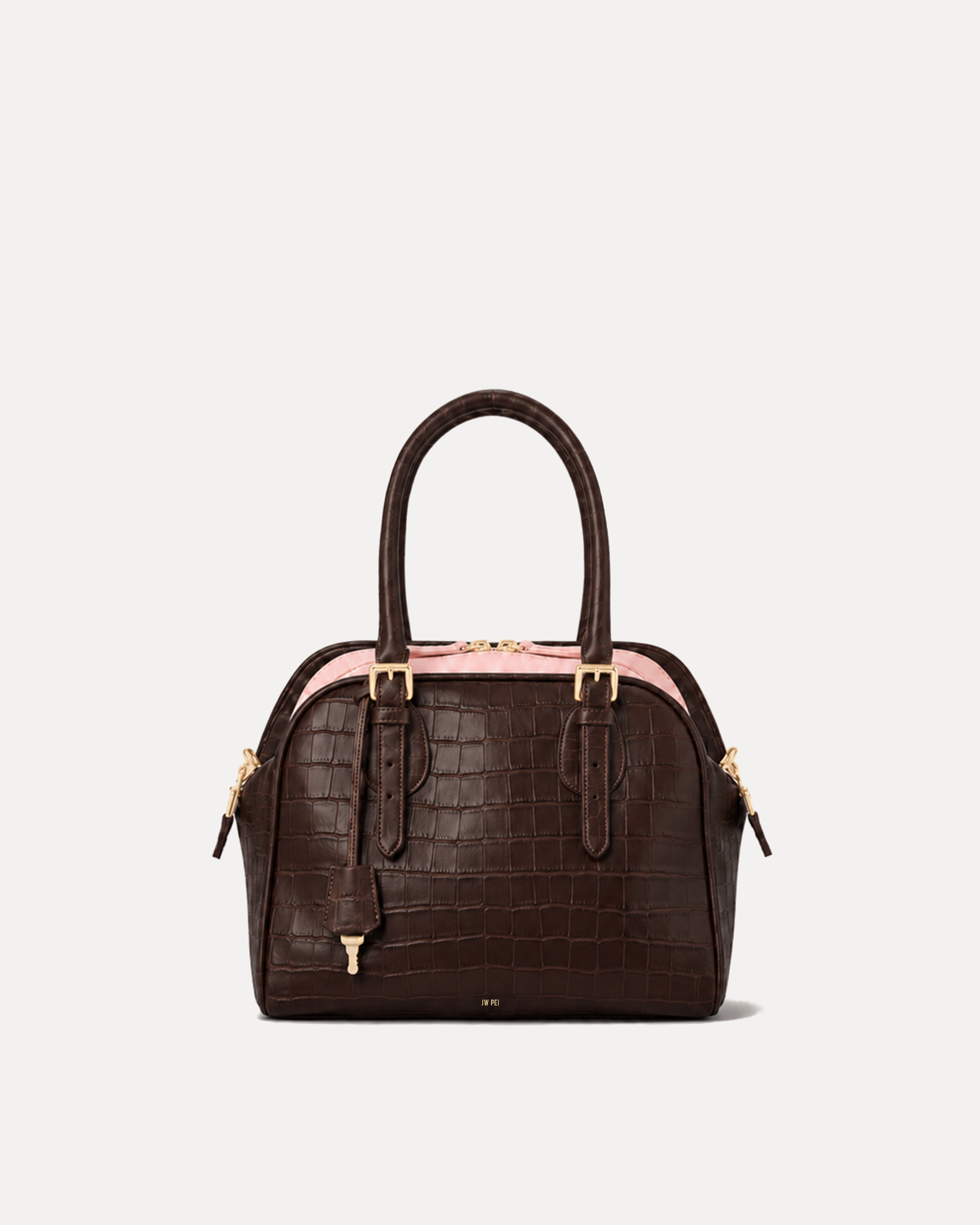 Mila Classic Bowling Bag - Chocolate Brown Croc