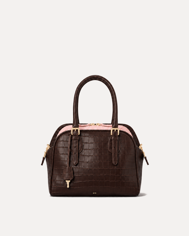 Mila Classic Bowling Bag - Chocolate Brown Croc