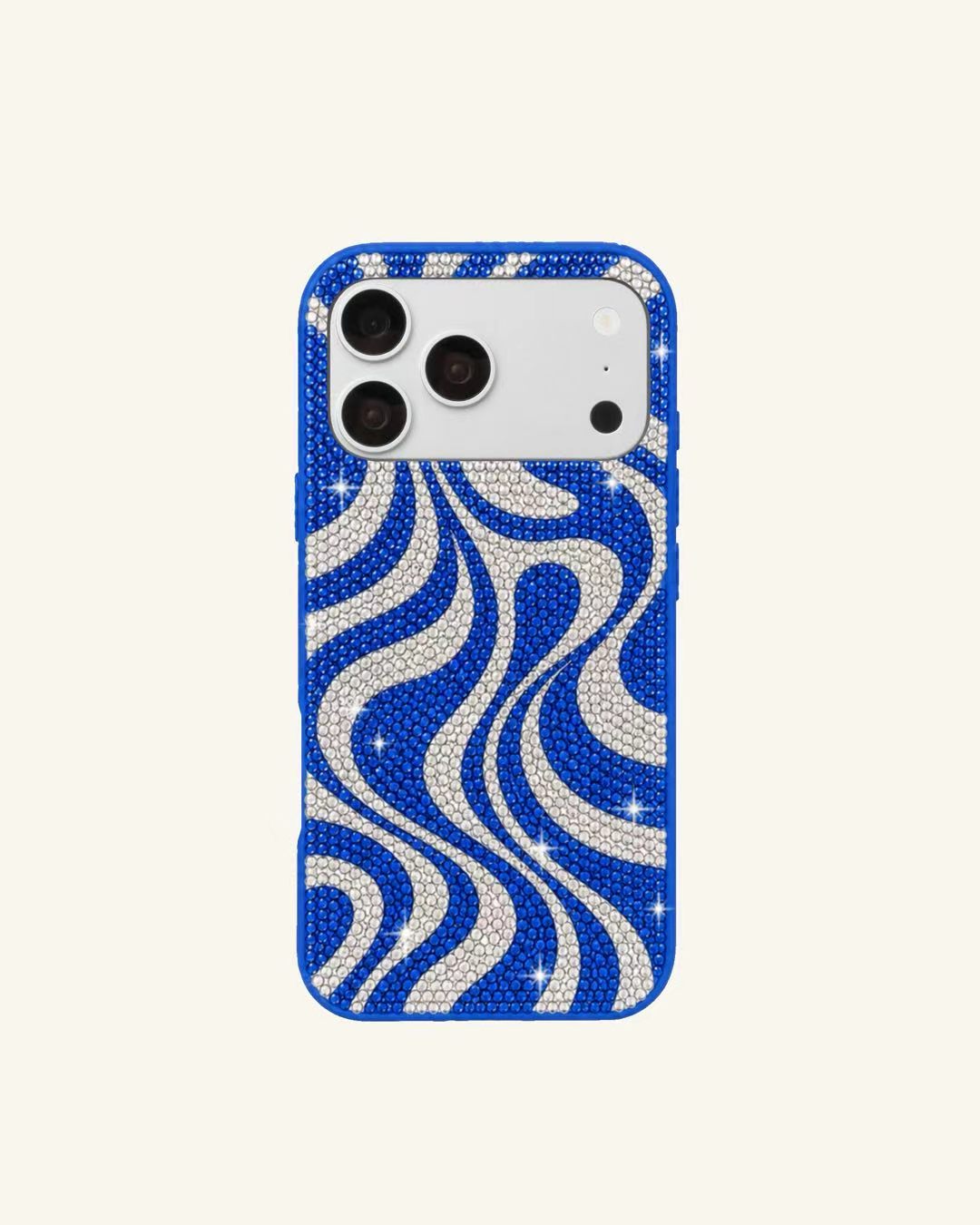 Wavy Rhinestone Phone Case – Blue