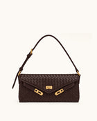 Rhea Woven Envelope Shoulder Bag - Dark Brown