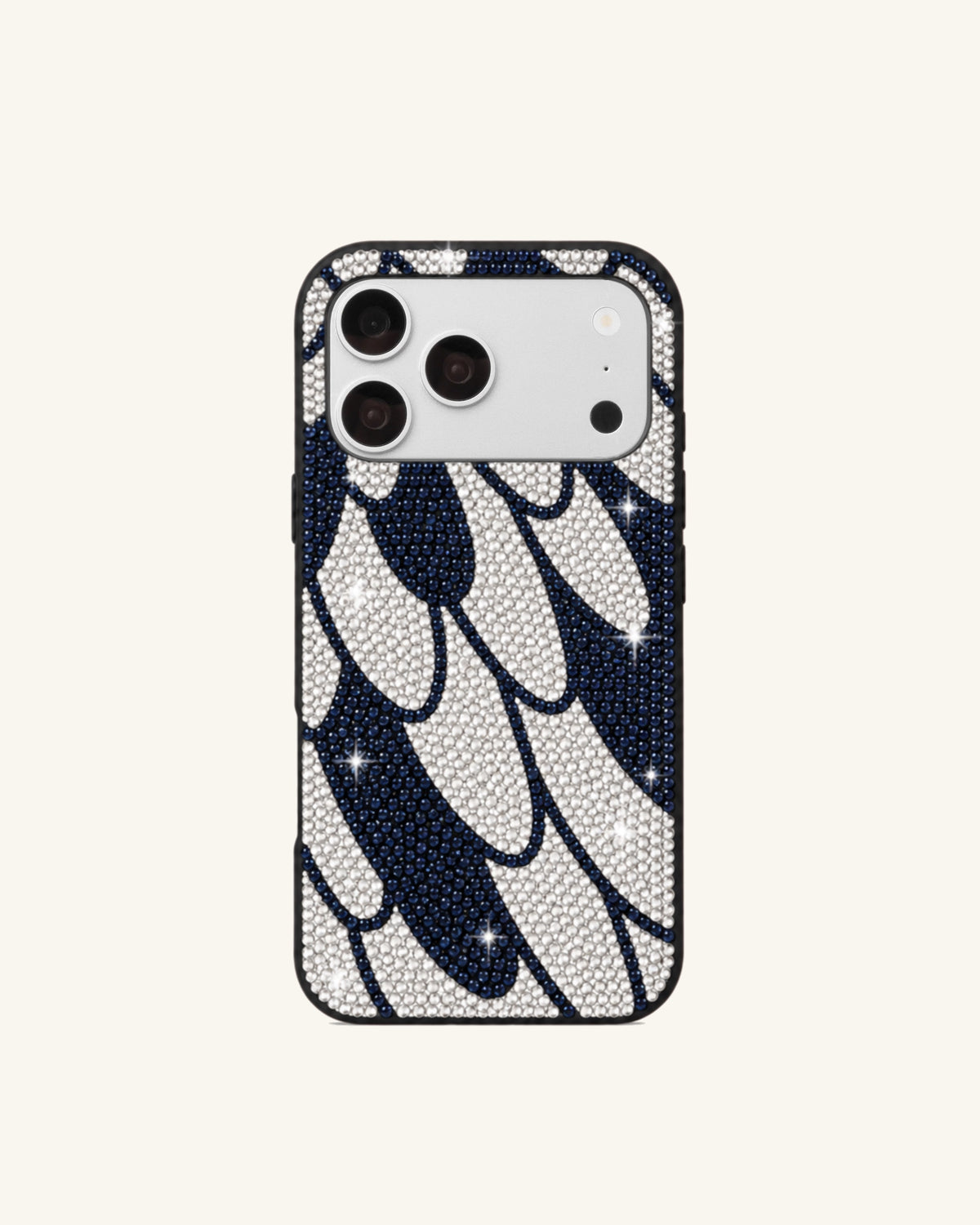 Layered Feather Artificial Crystal Phone Case – Navy Blue