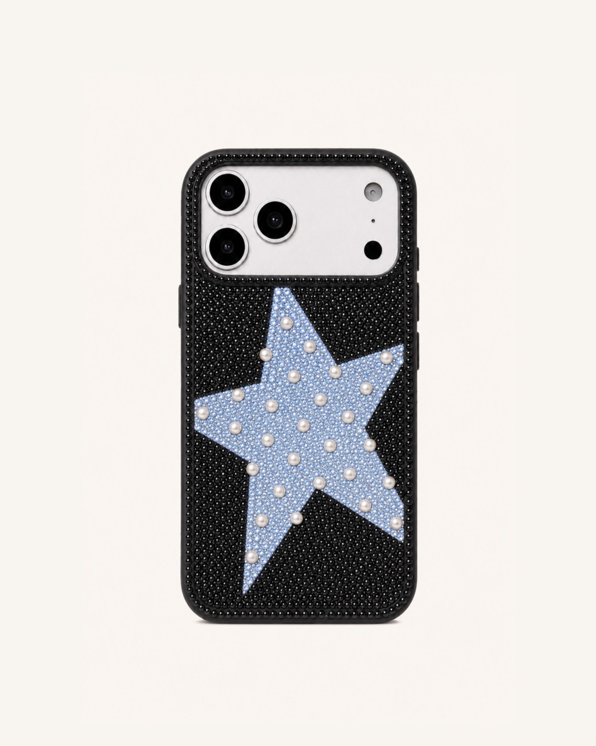 Blue Star Artificial Crystal Phone Case - Black