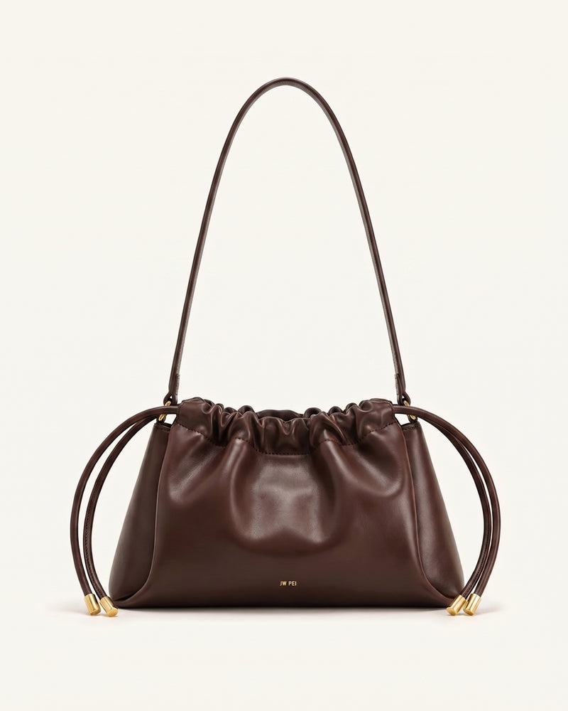 Keyla Drawstring Shoulder Bag – Dark Brown