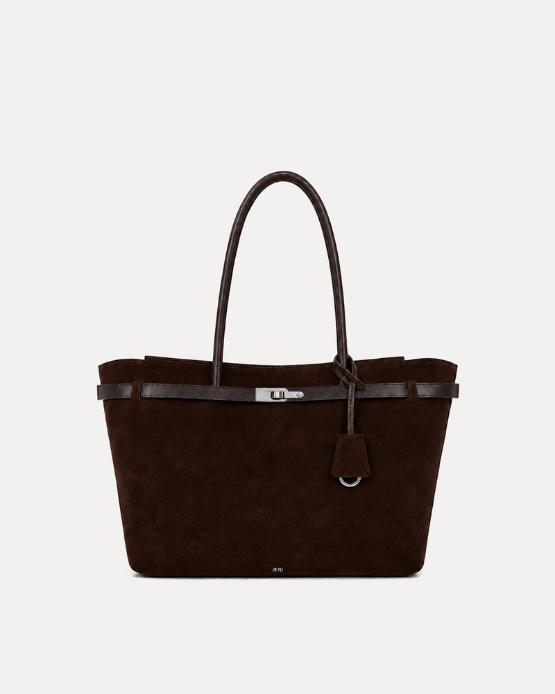 Tara Faux Suede Tote - Brown