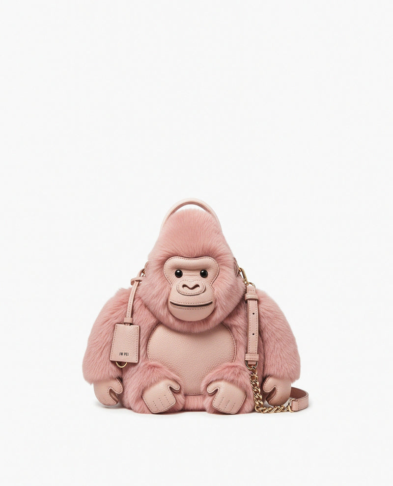 Gorilla Plush Crossbody Bag - Pink