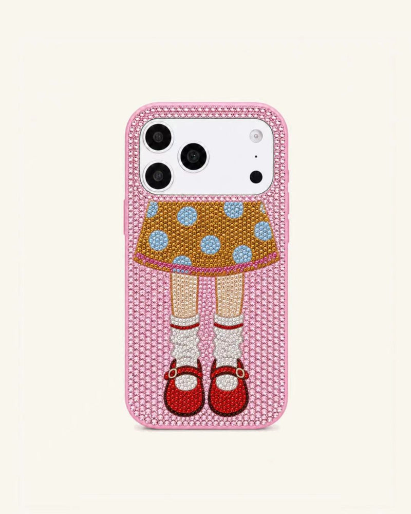 Storybook Girl Artificial Crystal Phone Case - Pink