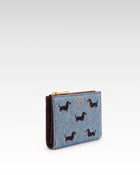 Dachshund Embroidered Denim Bifold Wallet - Blue