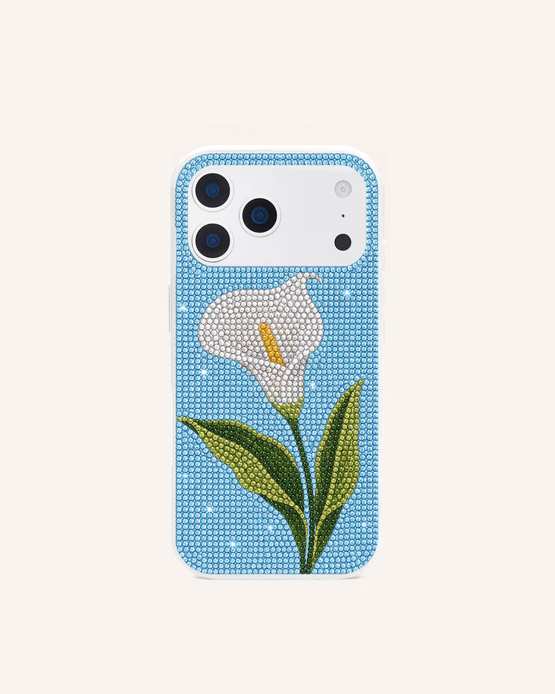Calla Lily Artificial Crystal Phone Case - Light Blue