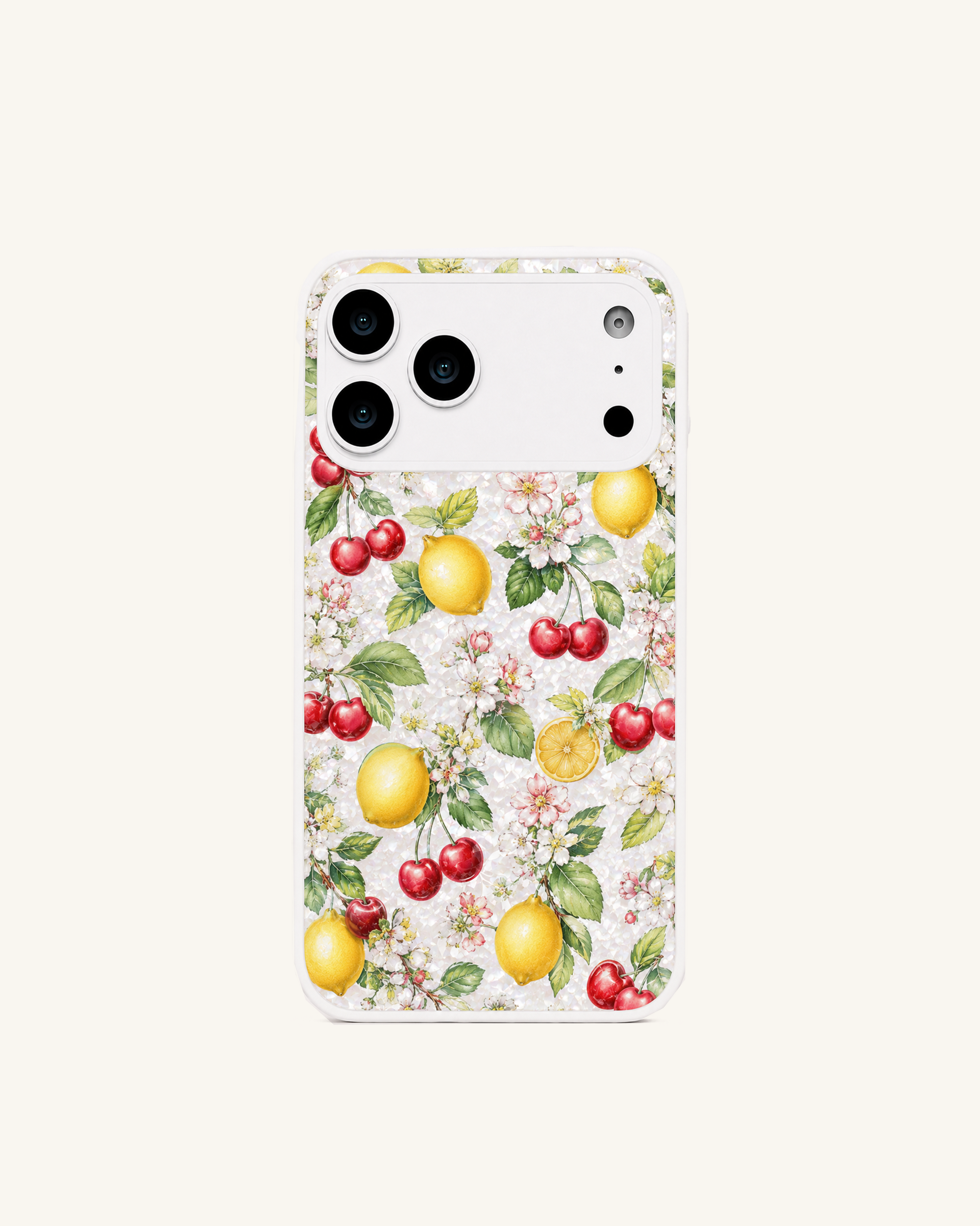 Fruity Blossom Lemon Cherry Phone Case – White