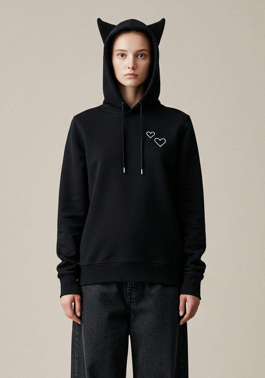 Cat Ear Hooded Sweatshirt – Black