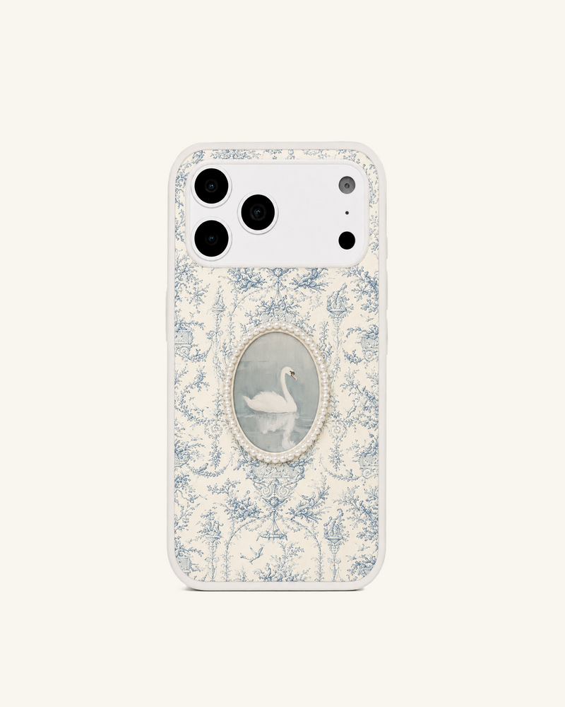 Pearl Swan Frame Phone Case – White