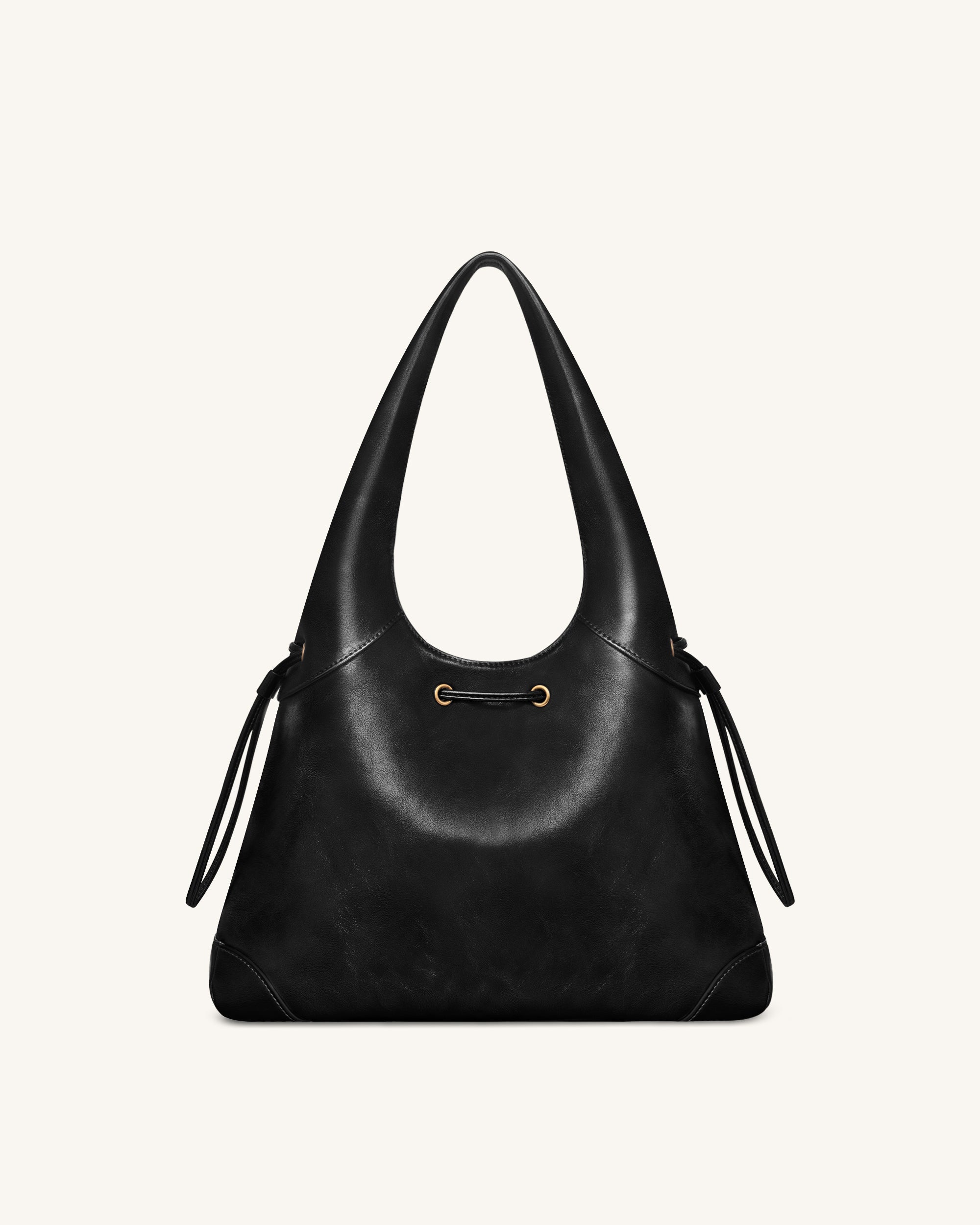 Elara Drawstring Hobo Bag - Black