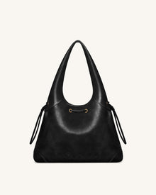 Elara Drawstring Hobo Bag - Black