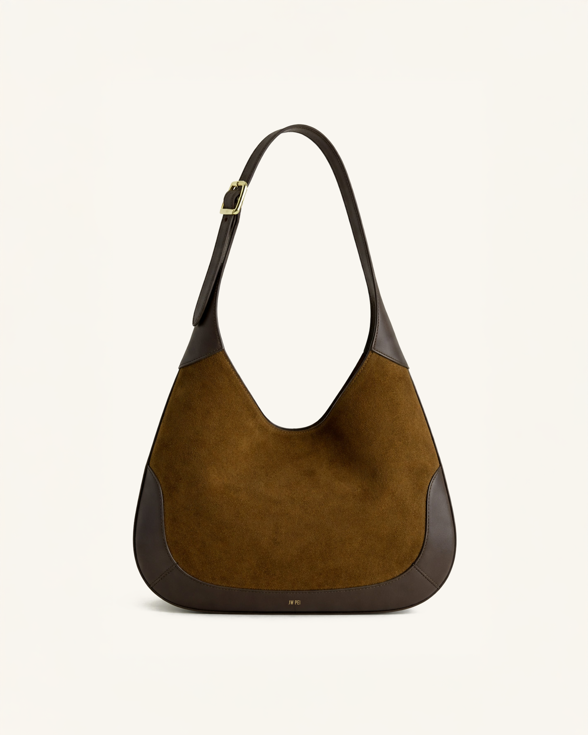 Luna Suede Hobo Shoulder Bag - Brown