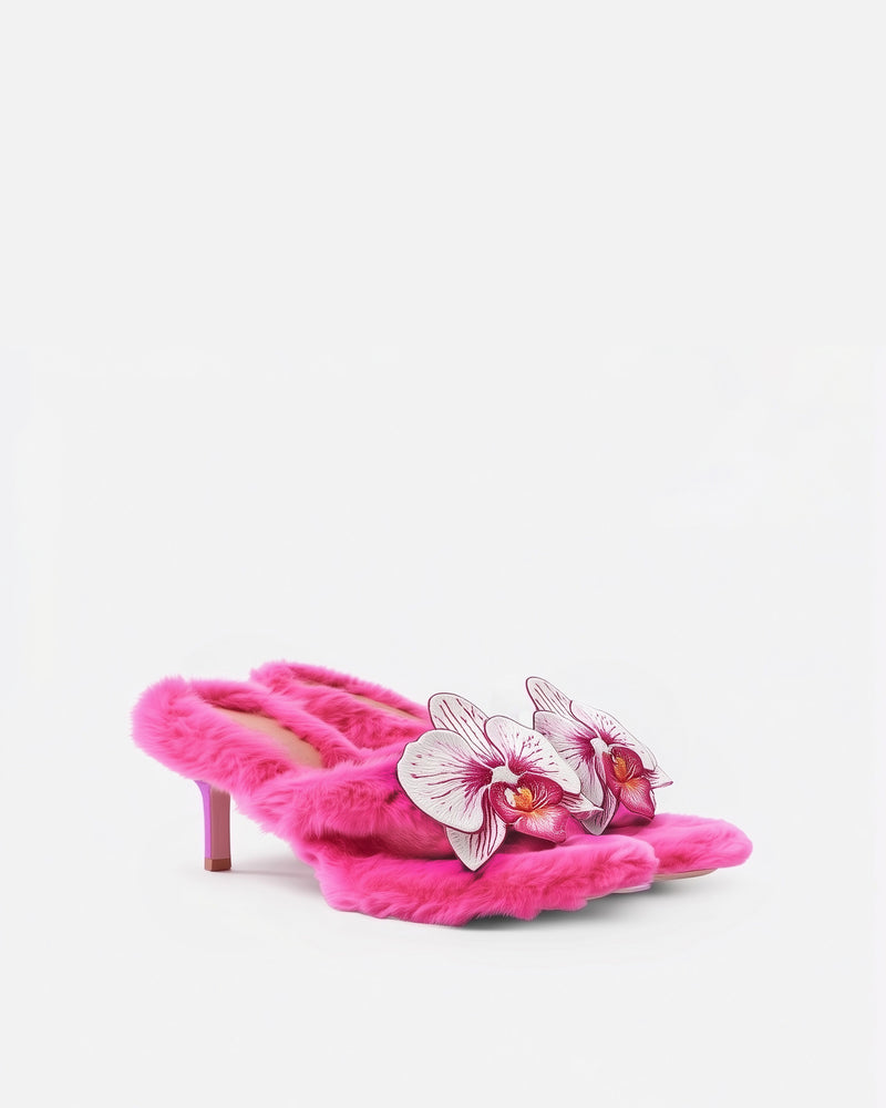 Lila Furry Mules – Pink