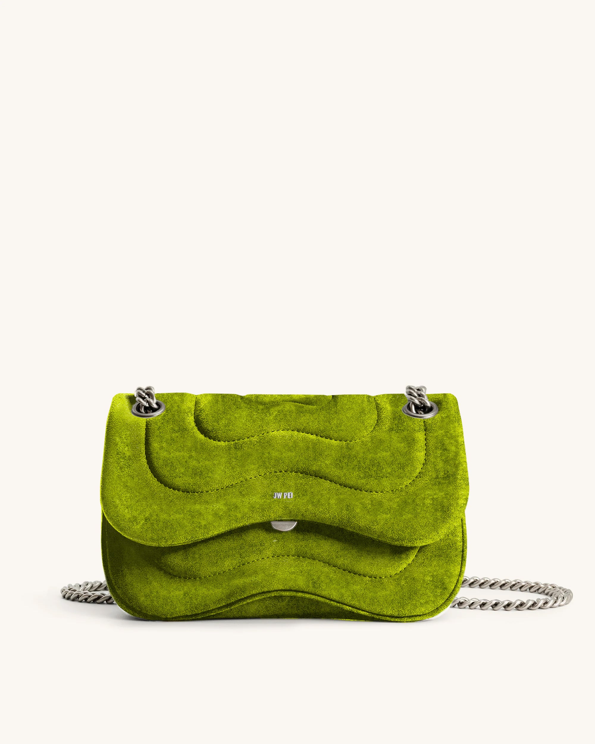 Tina Velvet Quilted Chain Crossbody - Green