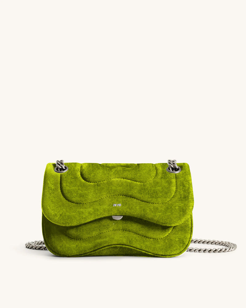 Tina Velvet Quilted Chain Crossbody - Green