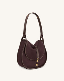 Arla Small Faux Suede Hobo Bag - Chocolate