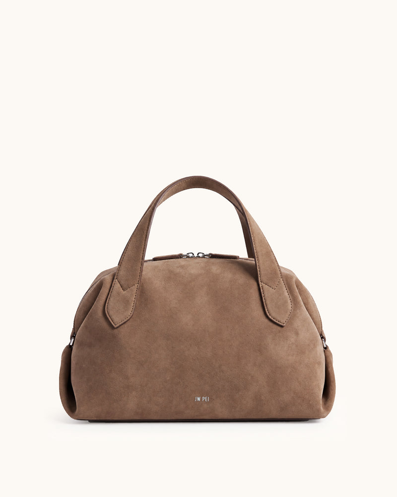 Mia Faux Suede Handle Bag - Brown