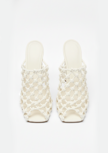 Aria Woven Mules – White
