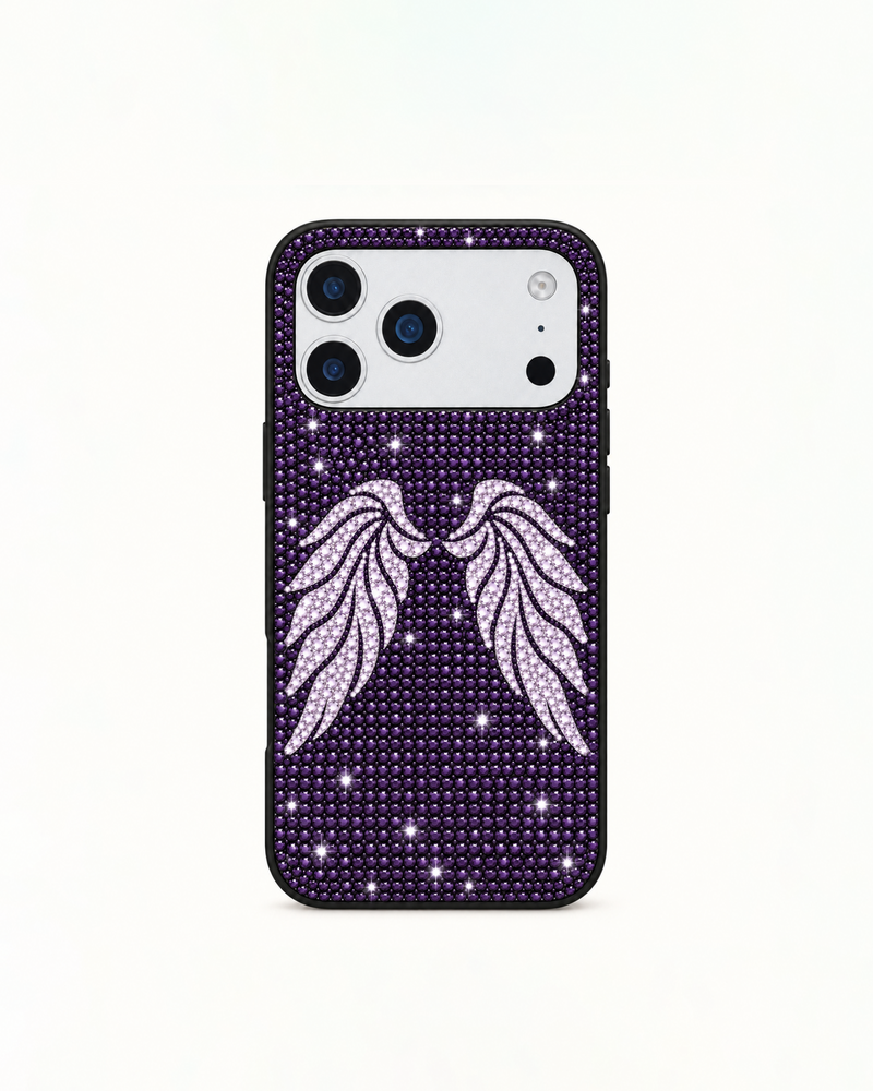 Artificial Crystal Angel Wings Phone Case – Purple