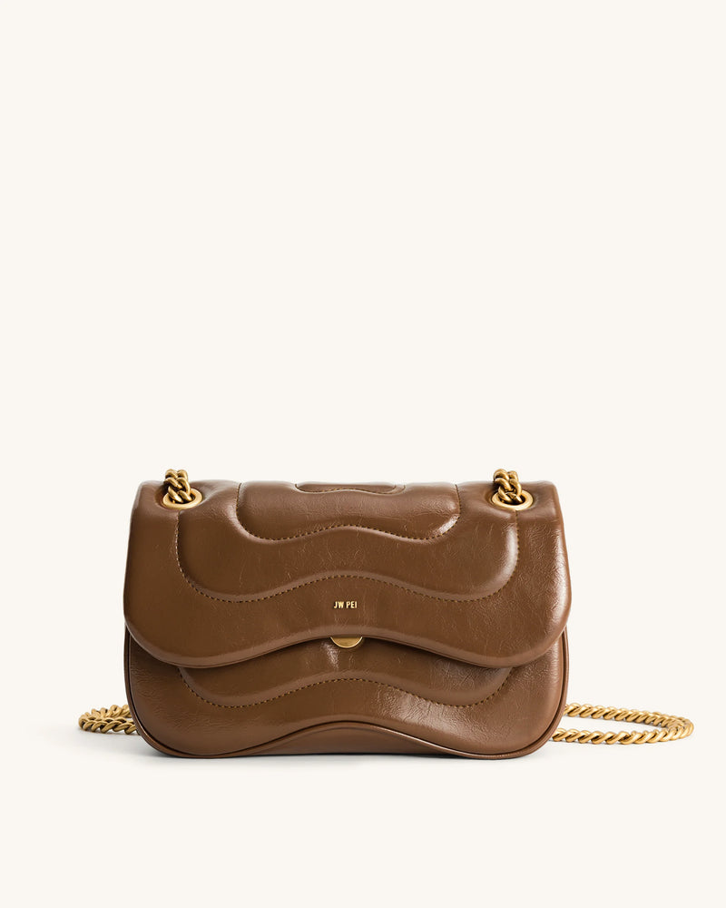 Tina Quilted Chain Crossbody - Amber Brown