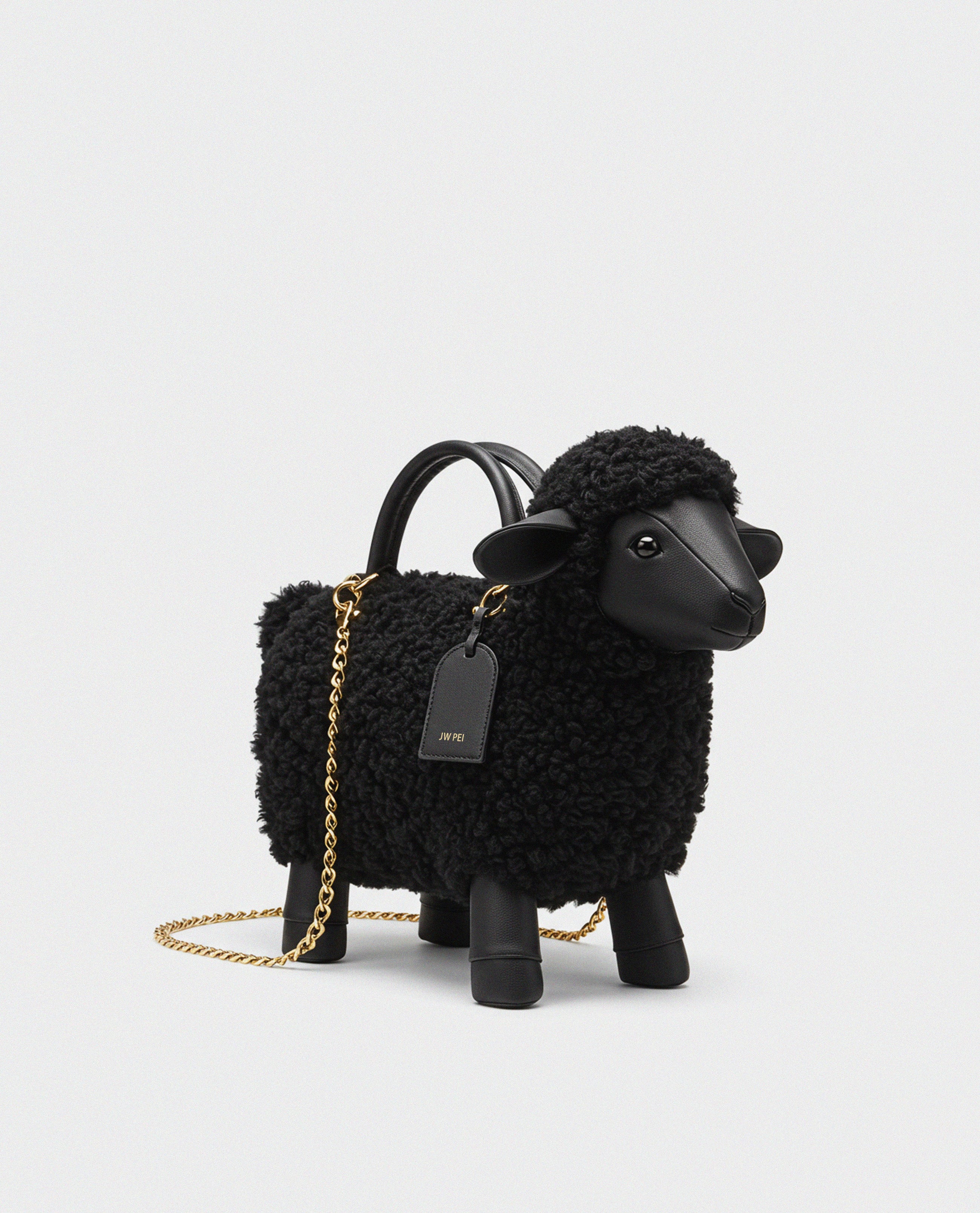 Luna Sheep Top Handle Bag - Black