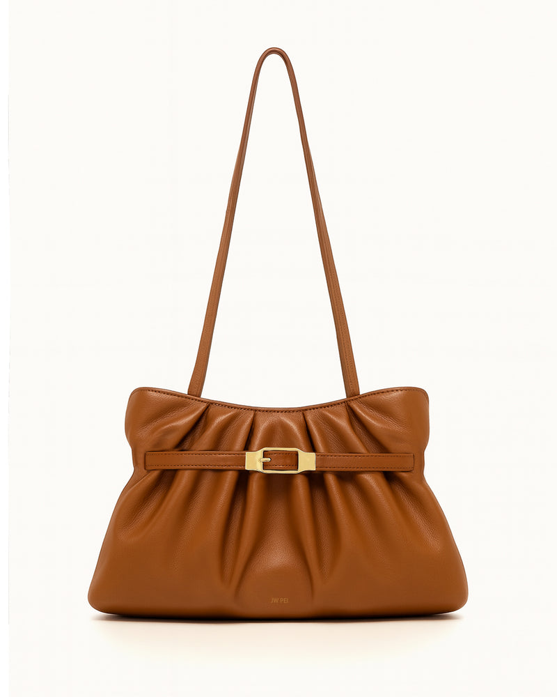 Ava Gathered Shoulder Bag - Brown