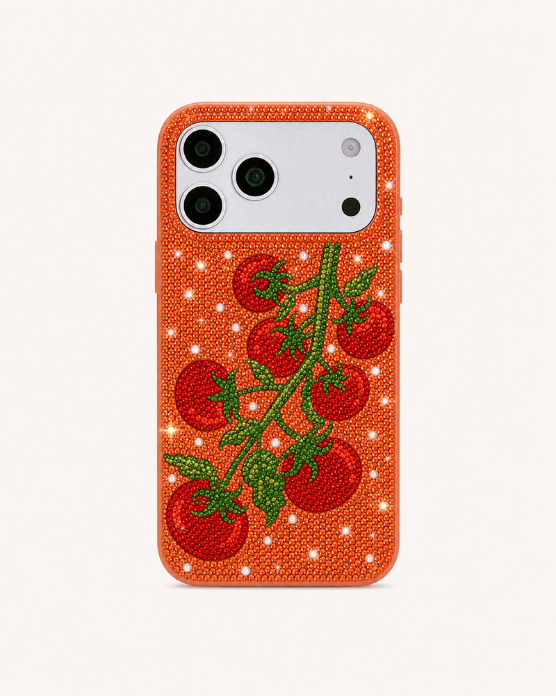 Tomato Vine Artificial Crystal Phone Case - Orange