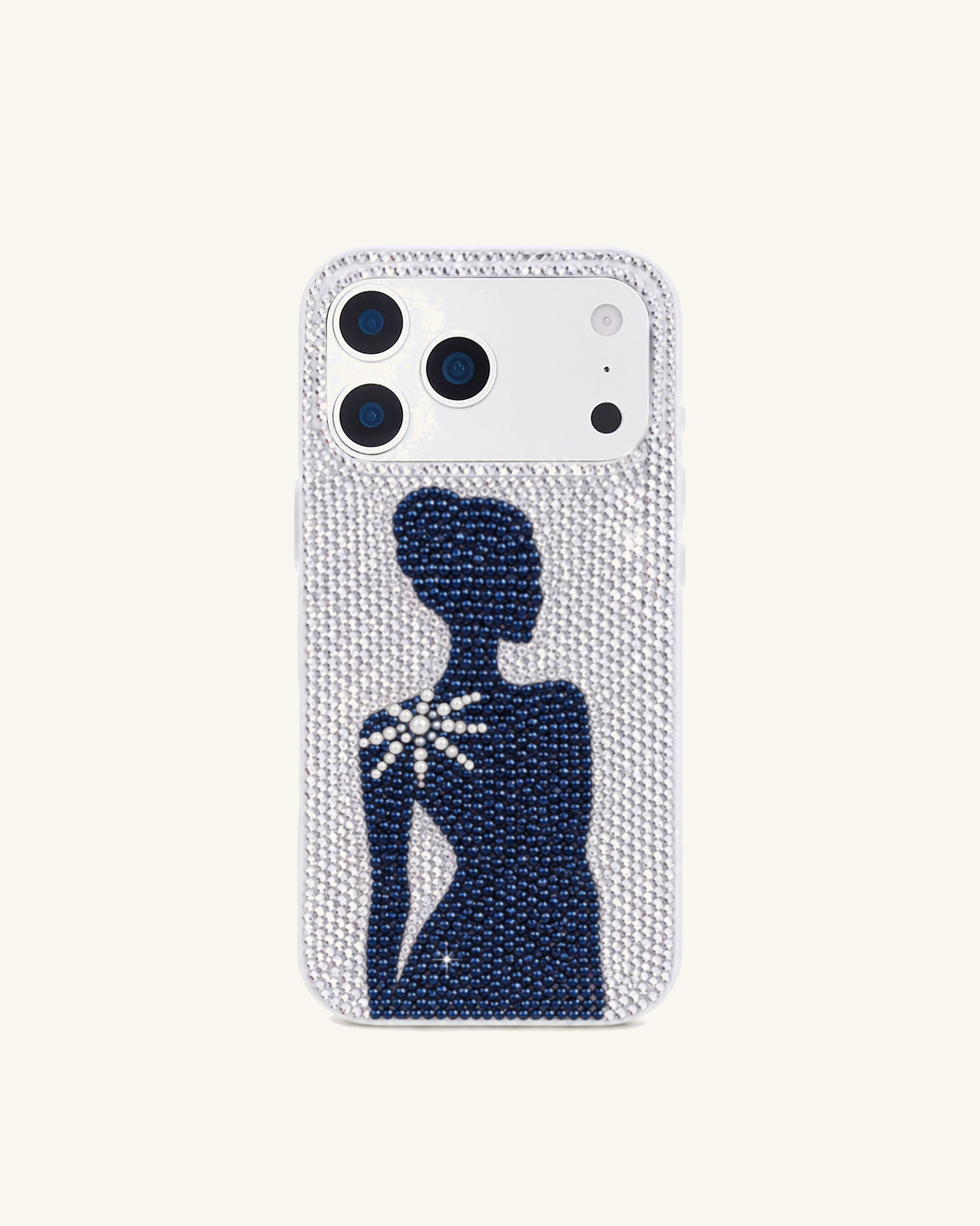 Silhouette Artificial Crystal Phone Case - White