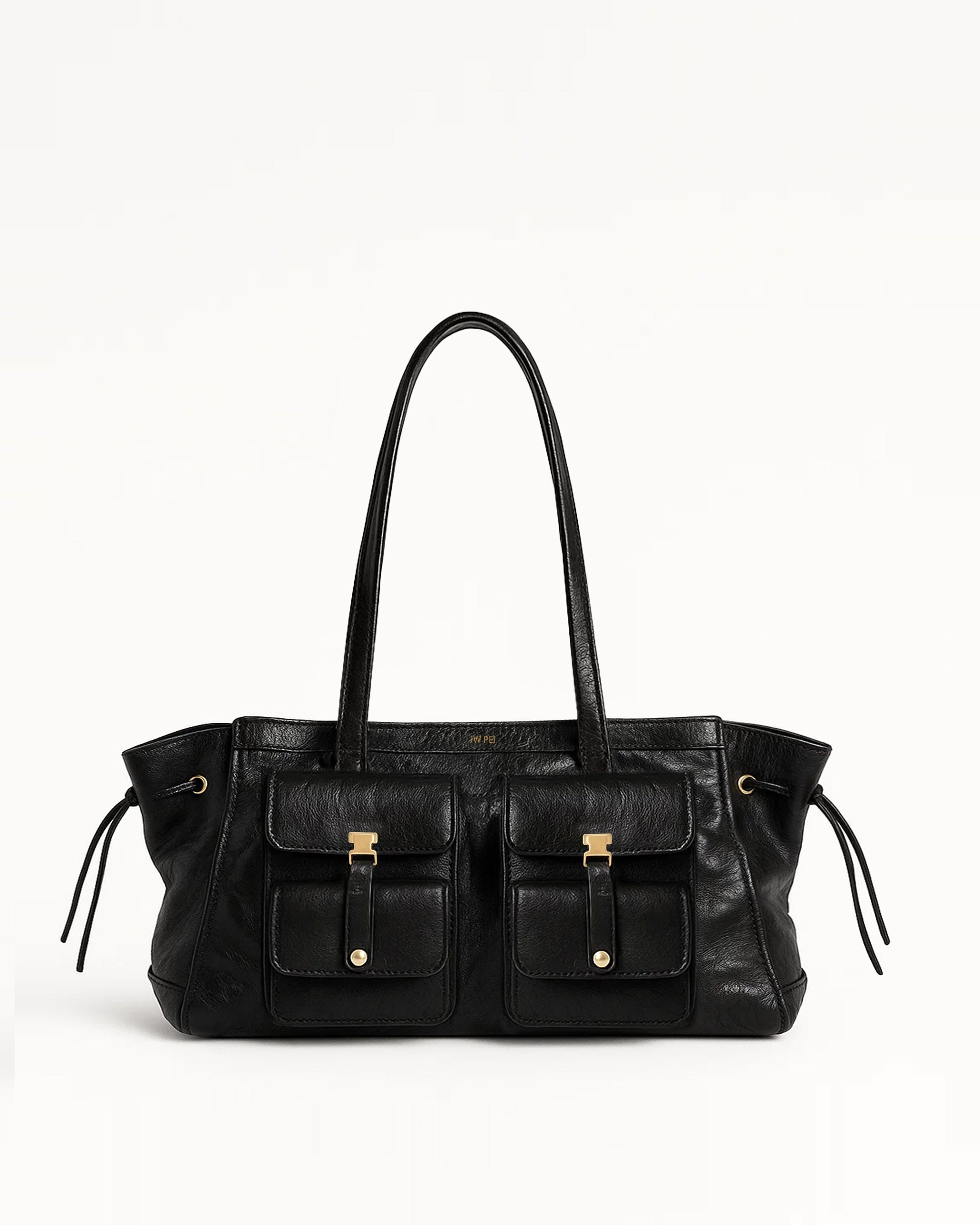 Ava Double Pocket Tote - Black