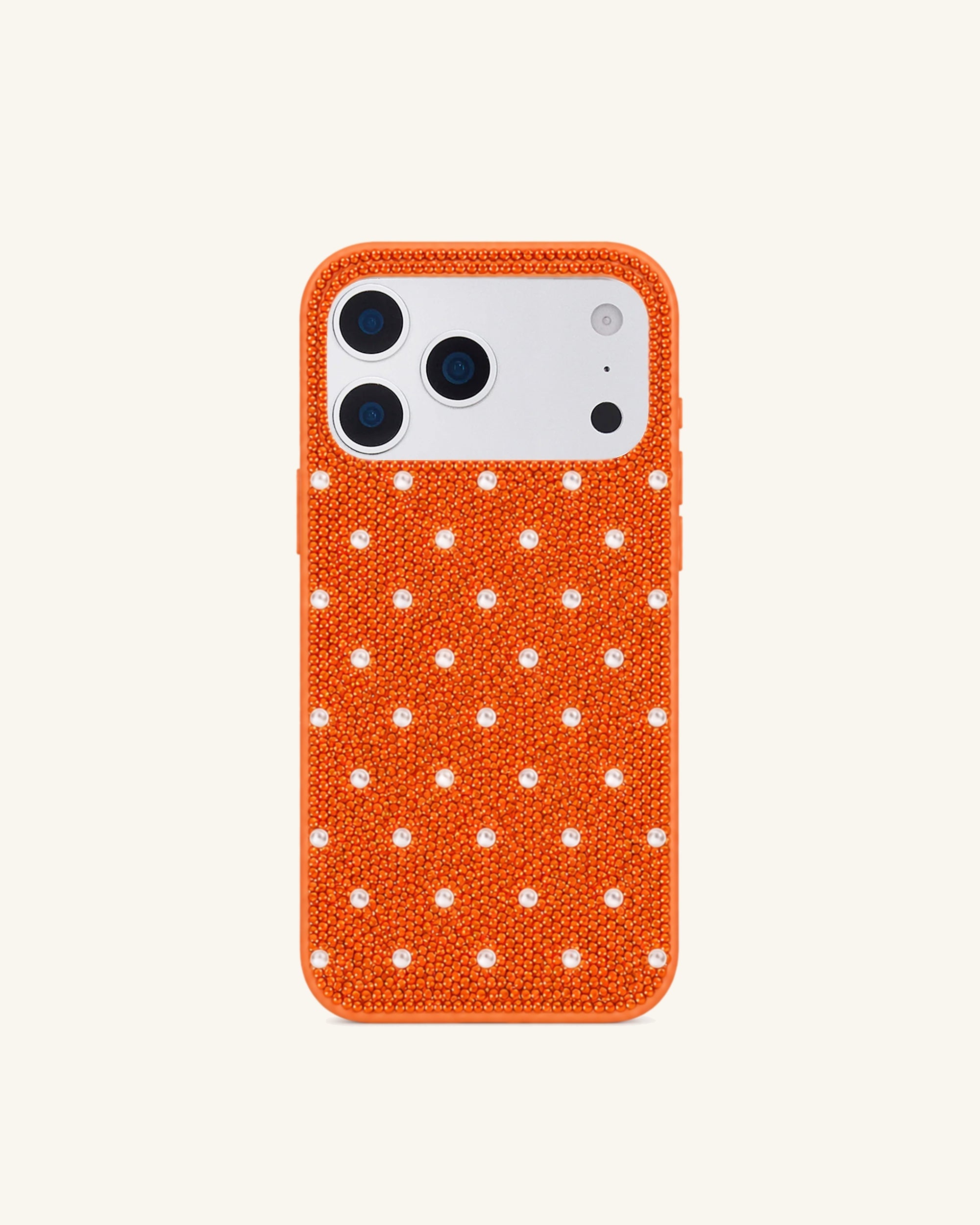 Pearl Dot Artificial Crystal Phone Case - Orange
