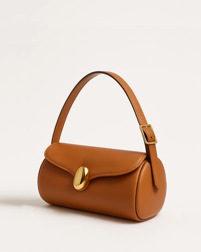 Mia Cylinder Top Handle Bag - Brown