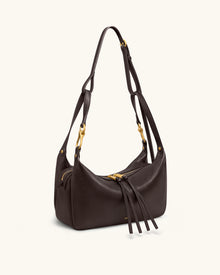 Selia Soft-Grain Crossbody Bag - Dark Brown