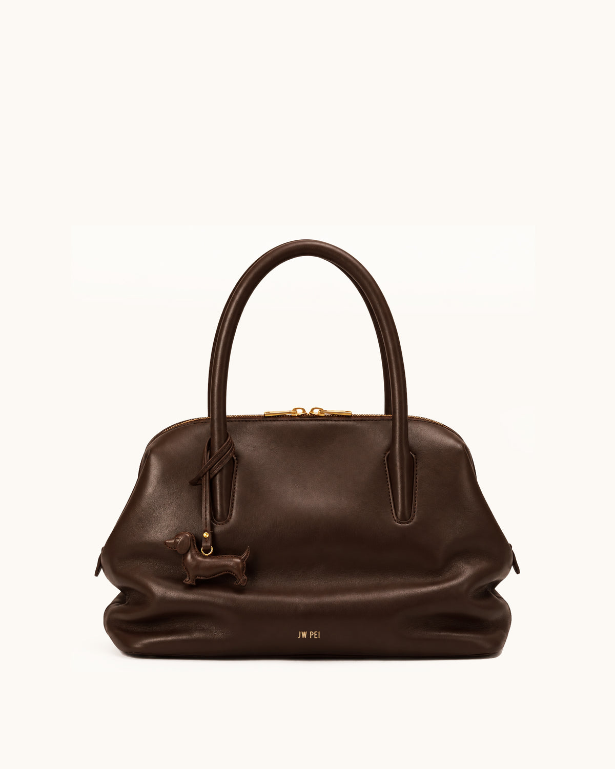 Mia Dachshund Charm Top Handle Bag - Brown