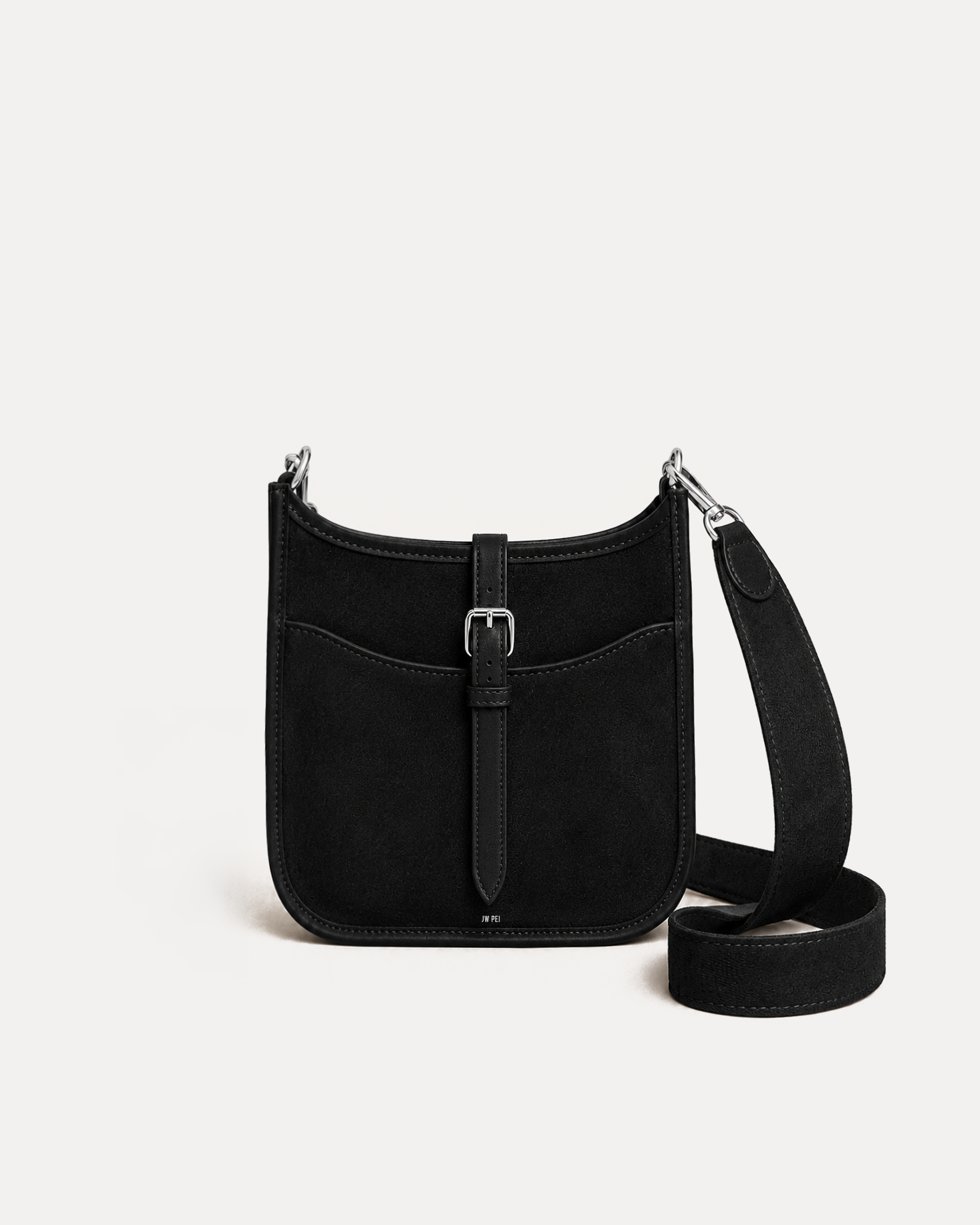 Avery Faux Suede Crossbody Bag - Black