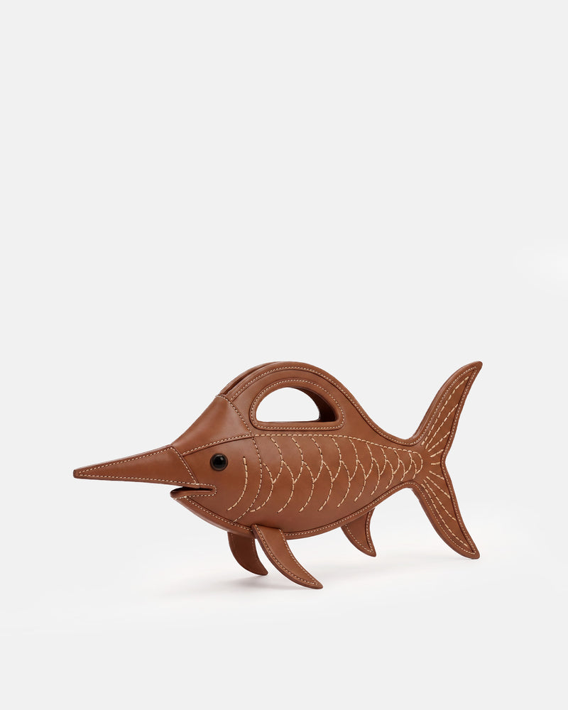 Swordfish Novelty Top Handle Bag - Saddle Brown