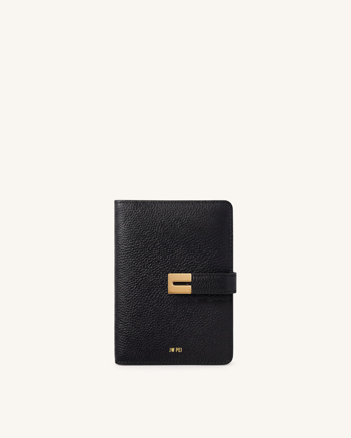 Hana Pebbled Passport Wallet – Black