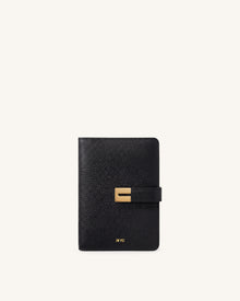 Hana Pebbled Passport Wallet – Black