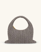 Cora Large Faux Suede Quilting Hobo Shoulder Bag - Grey