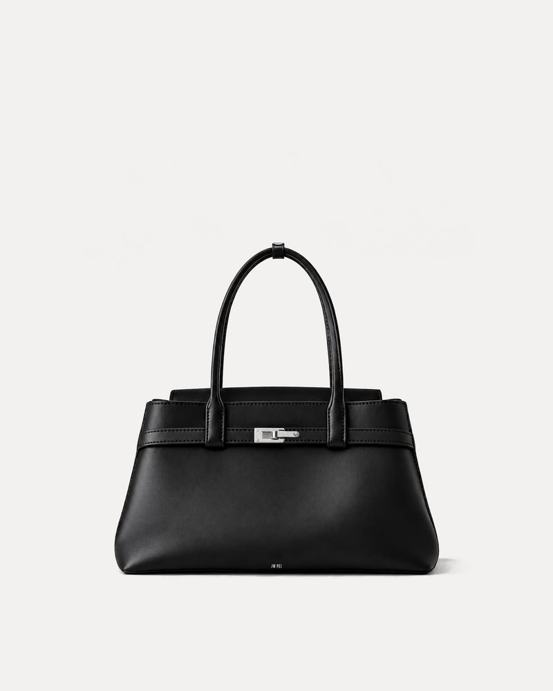 Mia Turn-Lock Satchel Bag - Black