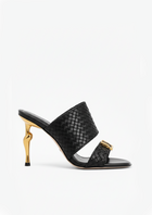 Ava Woven Buckle Mules – Black