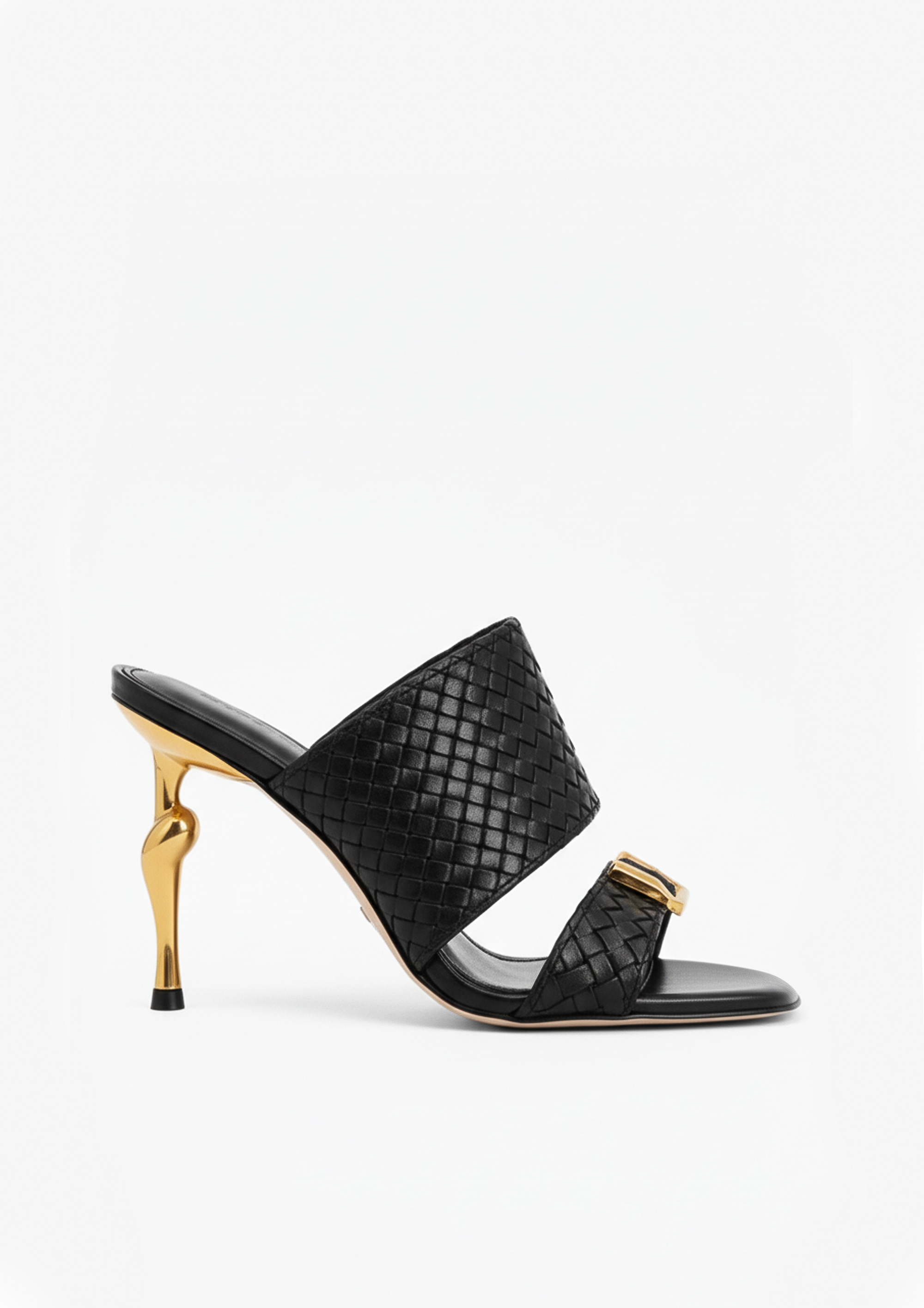 Ava Woven Buckle Mules – Black