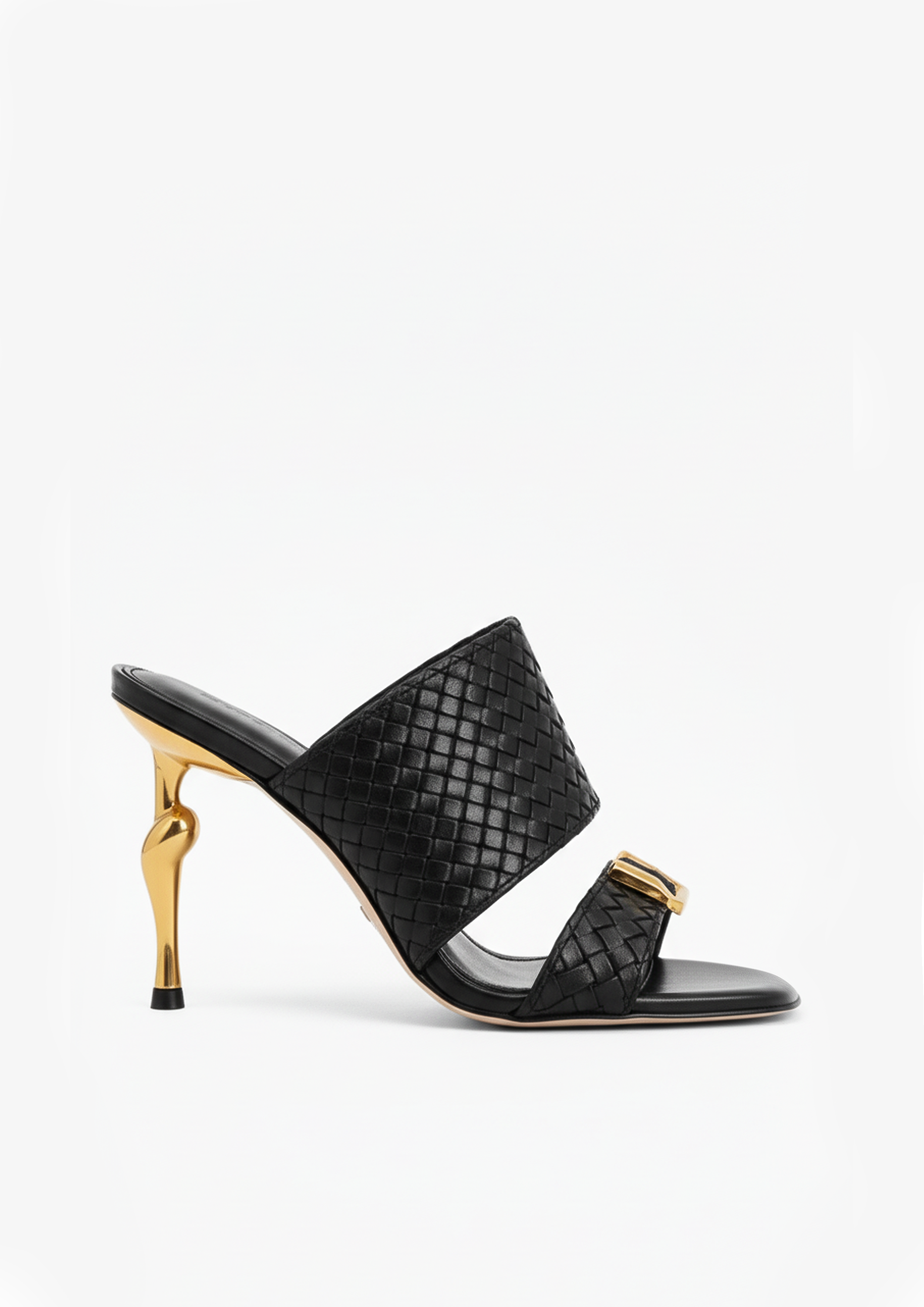 Ava Woven Buckle Mules – Black