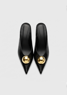 Naomi Gold Orb Mules – Black