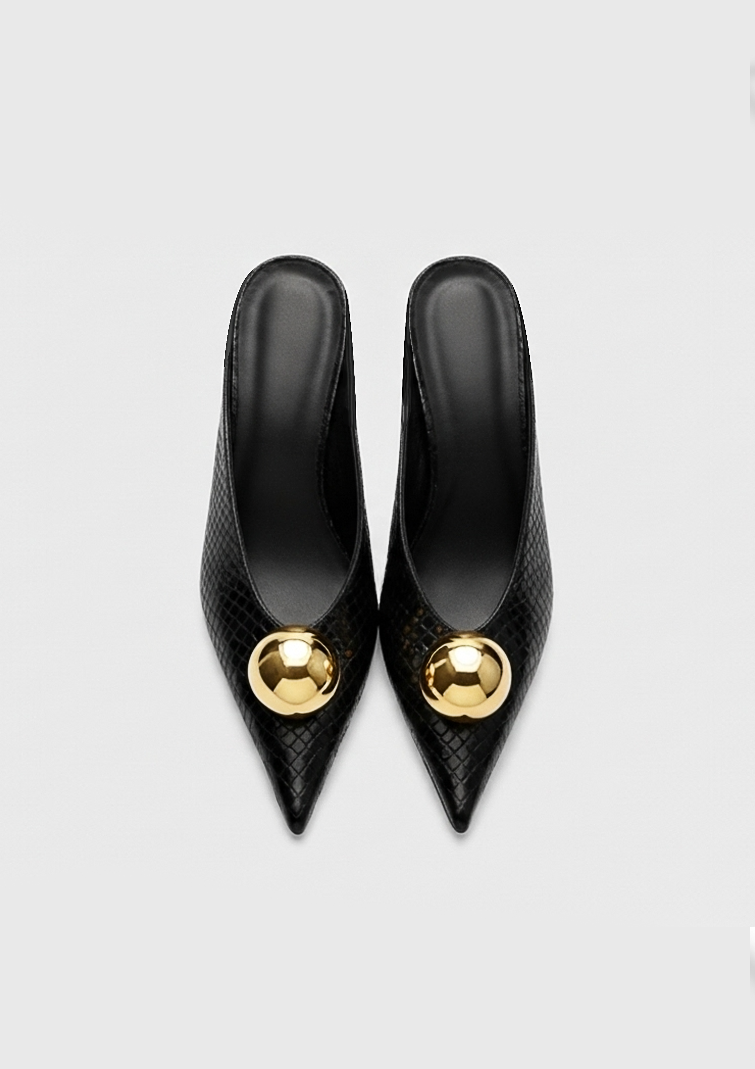 Naomi Gold Orb Mules – Black