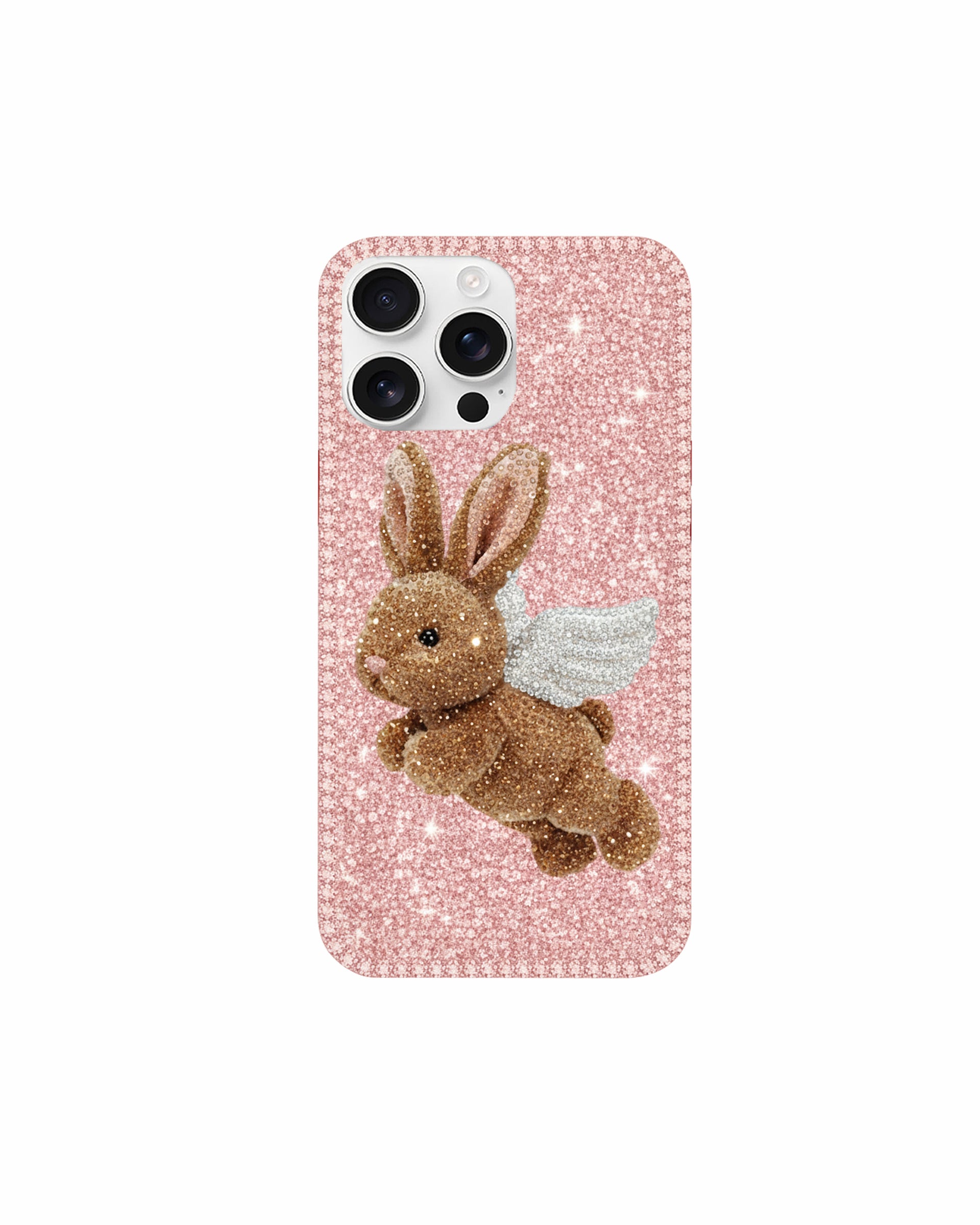 Angel Bunny Glitter Phone Case – Pink
